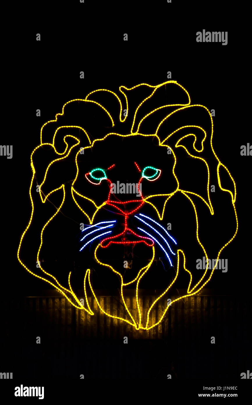 Christmas lights shaped like a lion, Denver Zoo Lights, Denver Zoo
