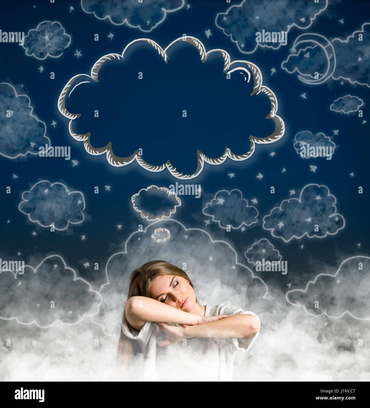 Woman sleep cloud hi-res stock photography and images - Alamy