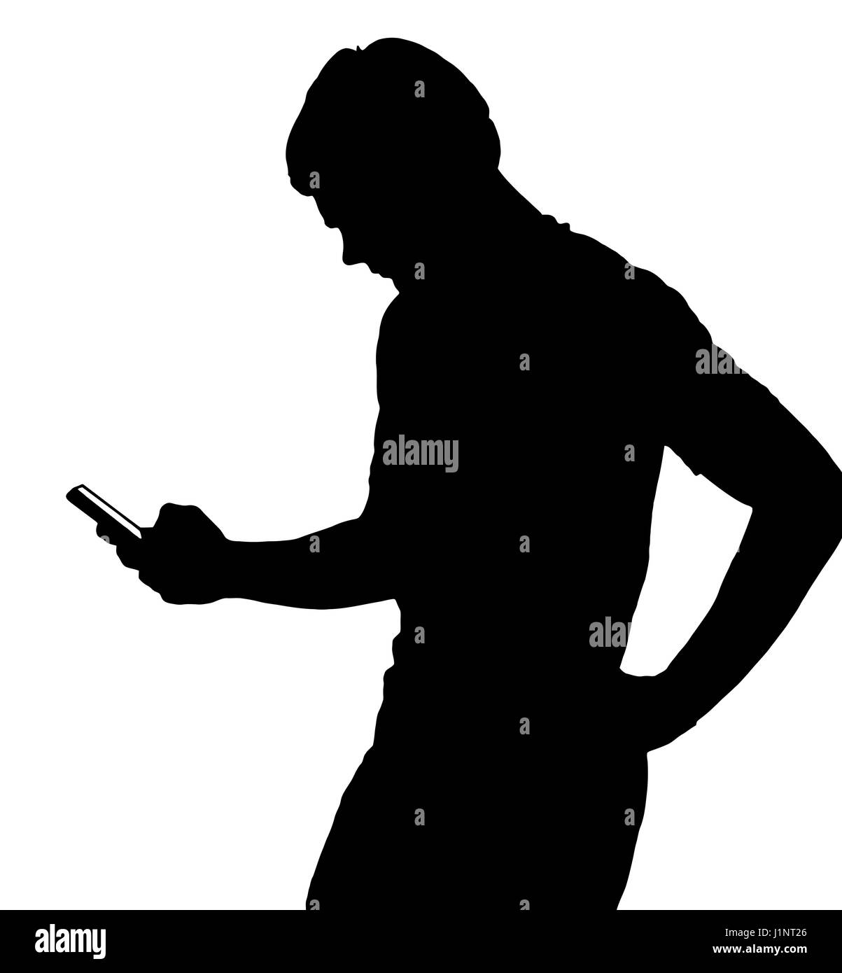 Download Side profile portrait silhouette of a teenage boy texting ...