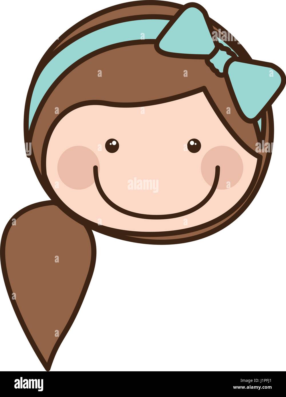 Young Girl face with ponytail hair from side view vector icon