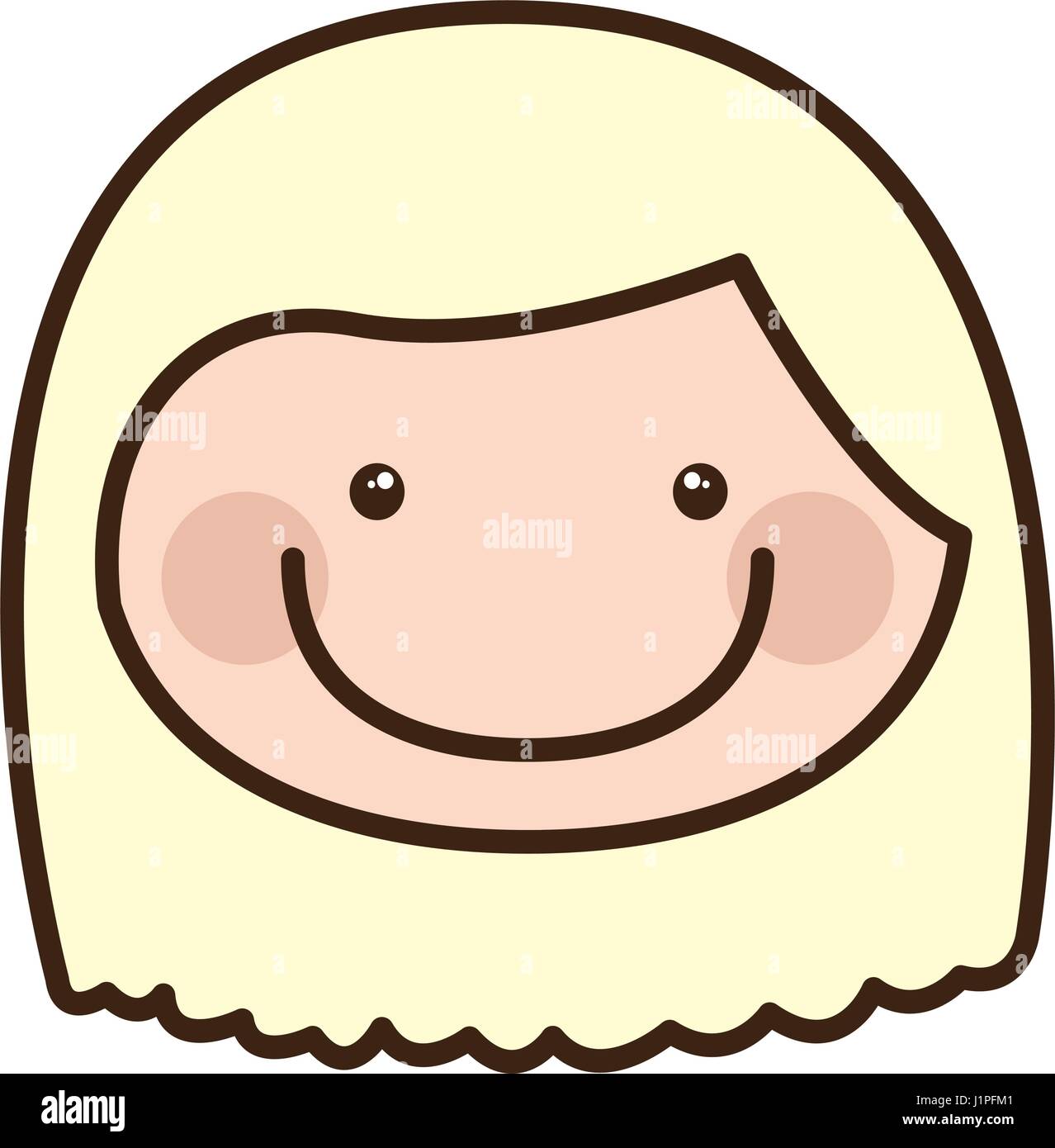 Color Silhouette Cartoon Front Face Girl With Short Blond Hair