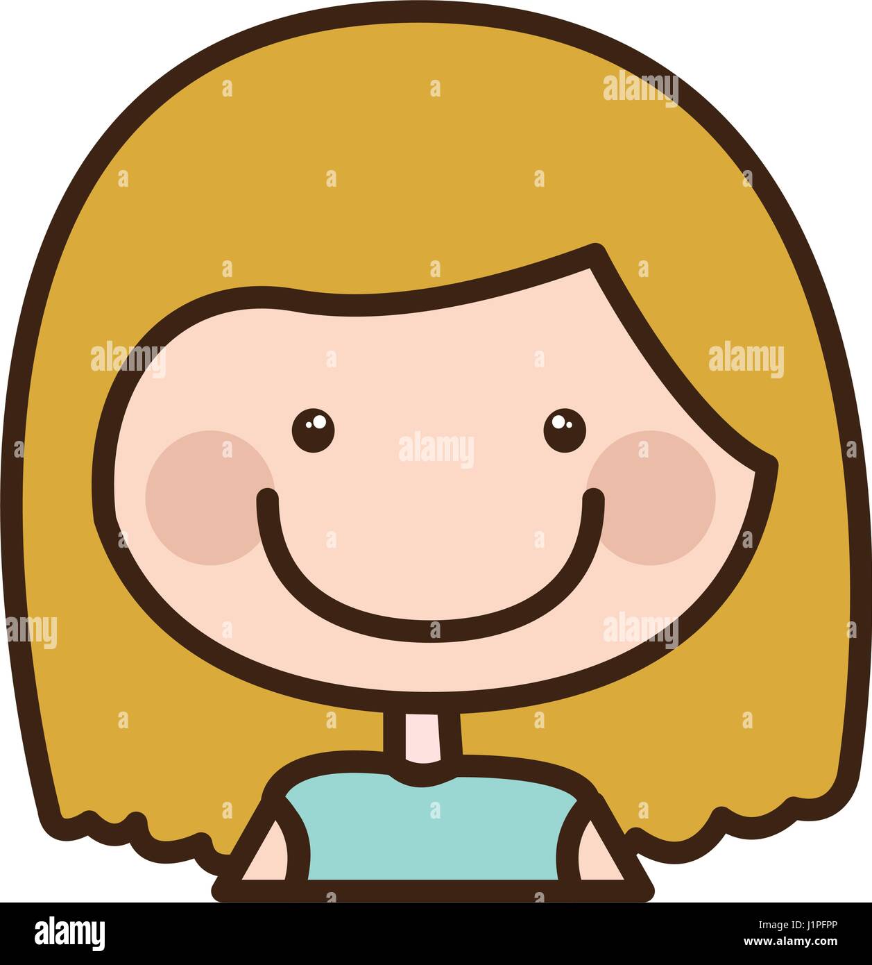 Color Silhouette Cartoon Half Body Girl With Short Blond Hair