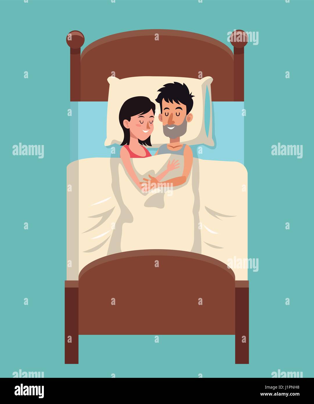 Couple Hug Bed Stock Vector Images Alamy