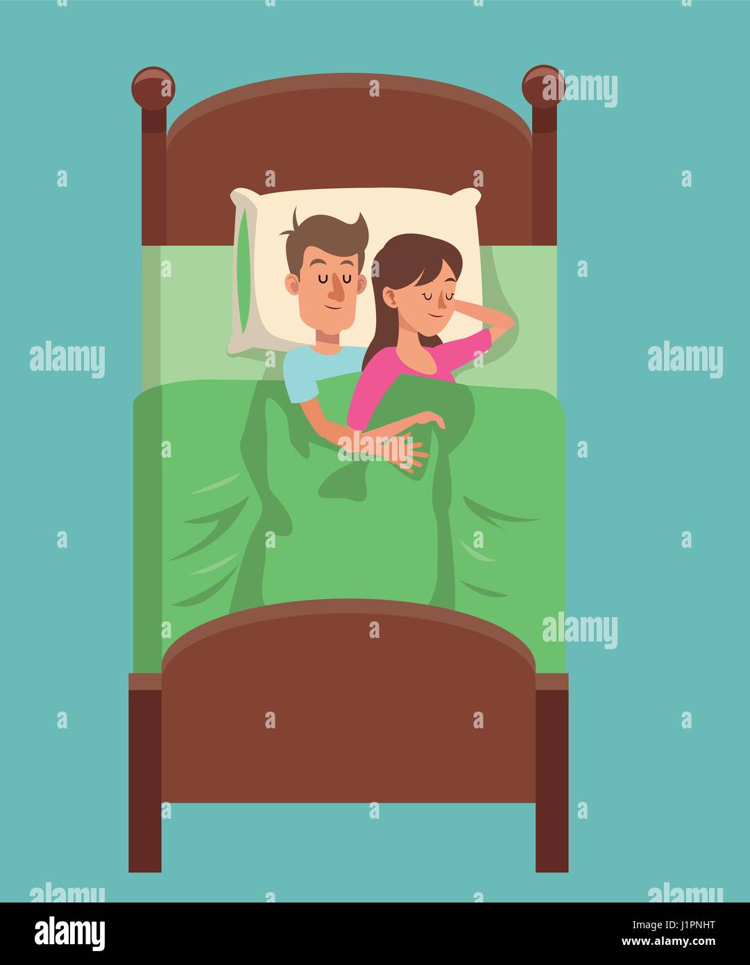 couple sleep with pillow man hug woman Stock Vector Image & Art - Alamy