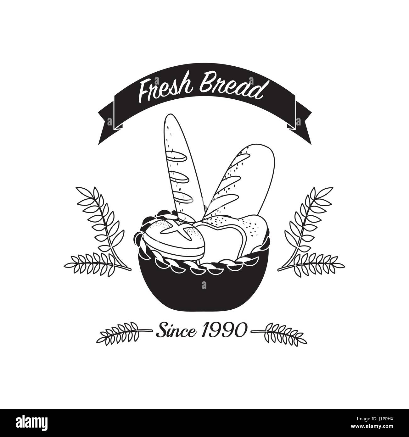 emblem fresh bread bakery with ribbon Stock Vector Image & Art - Alamy