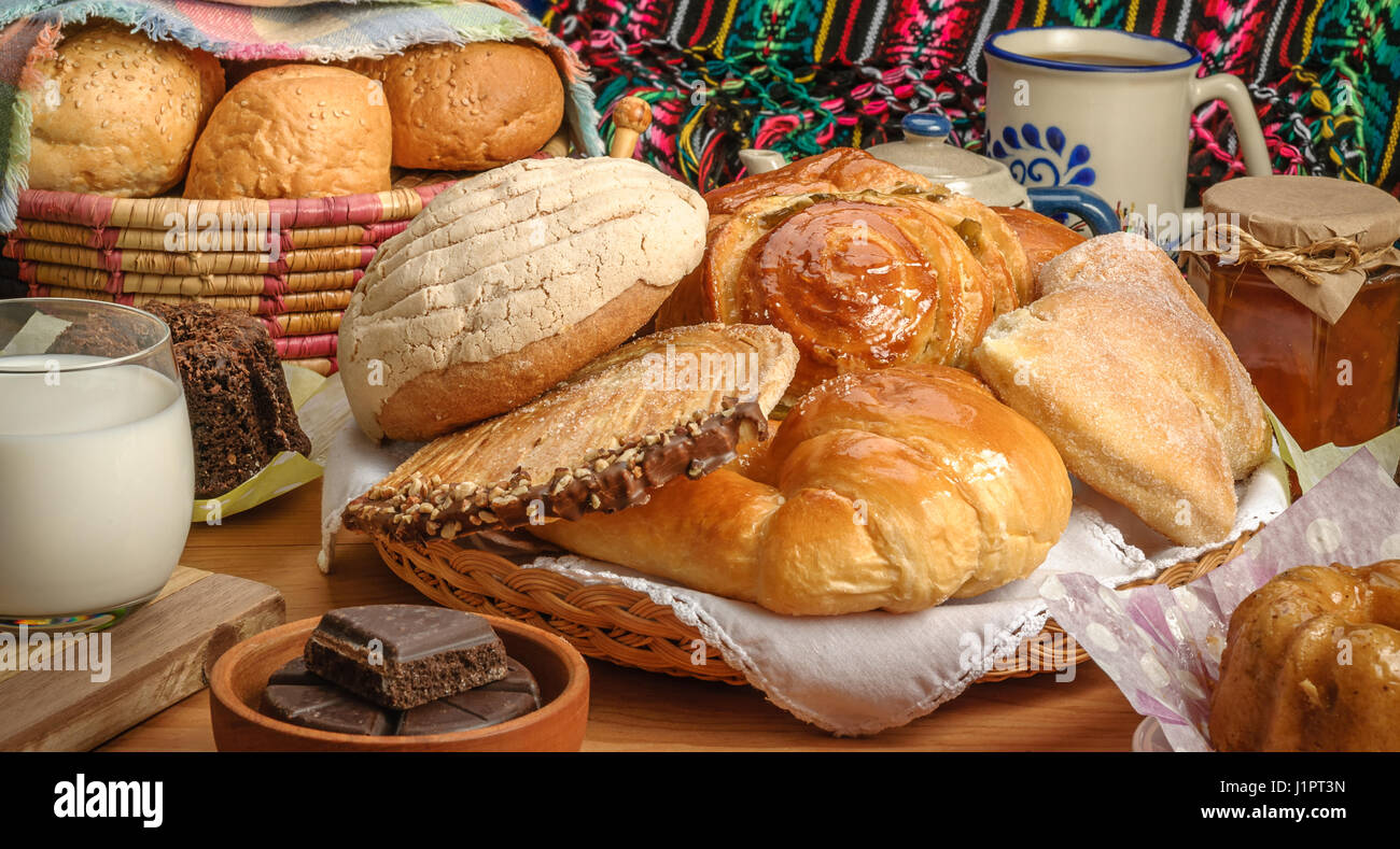 Sweet bread assorted traditional Mexican bakery Stock Photo