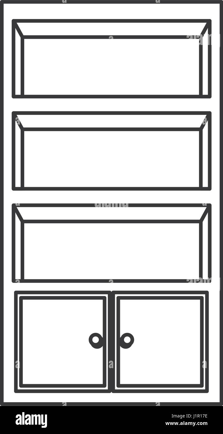 Bookcase Coloring Page - Bookcase Furniture Wooden Bookcase Outline J1R17E 