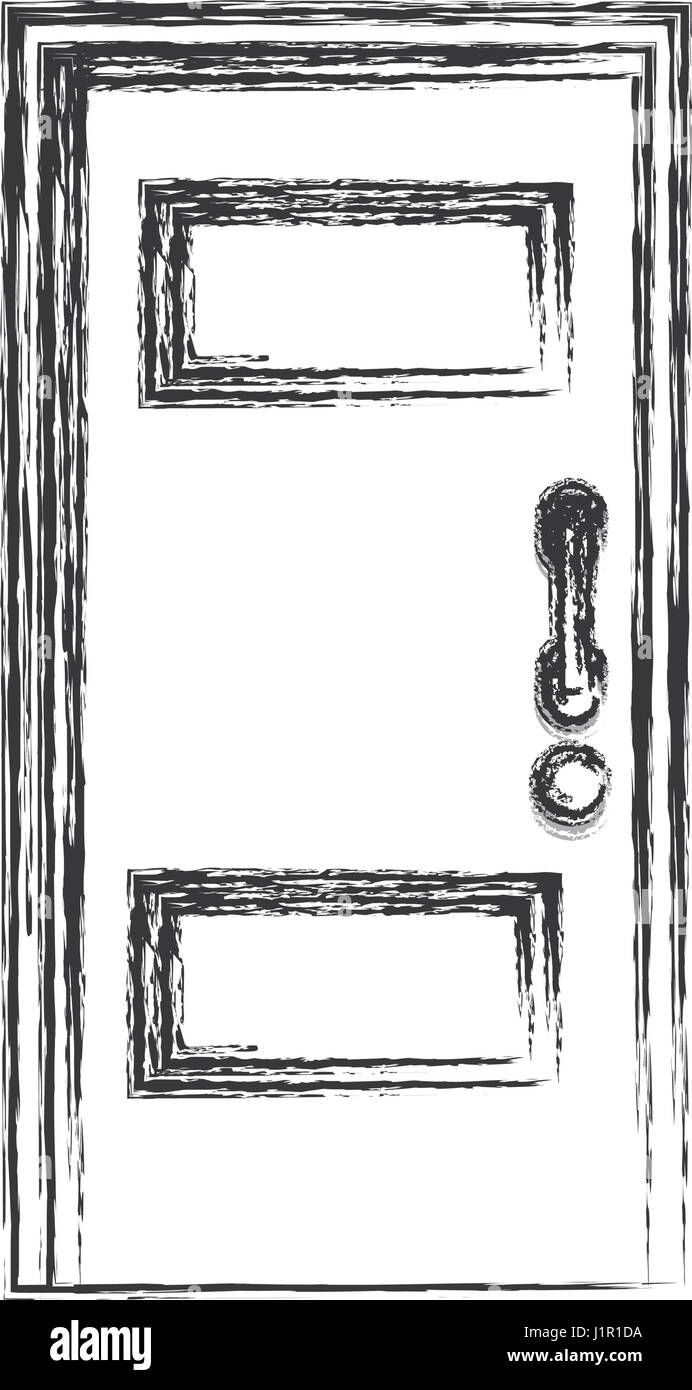 Wooden Door Entrance Closed Sketch Stock Vector Art