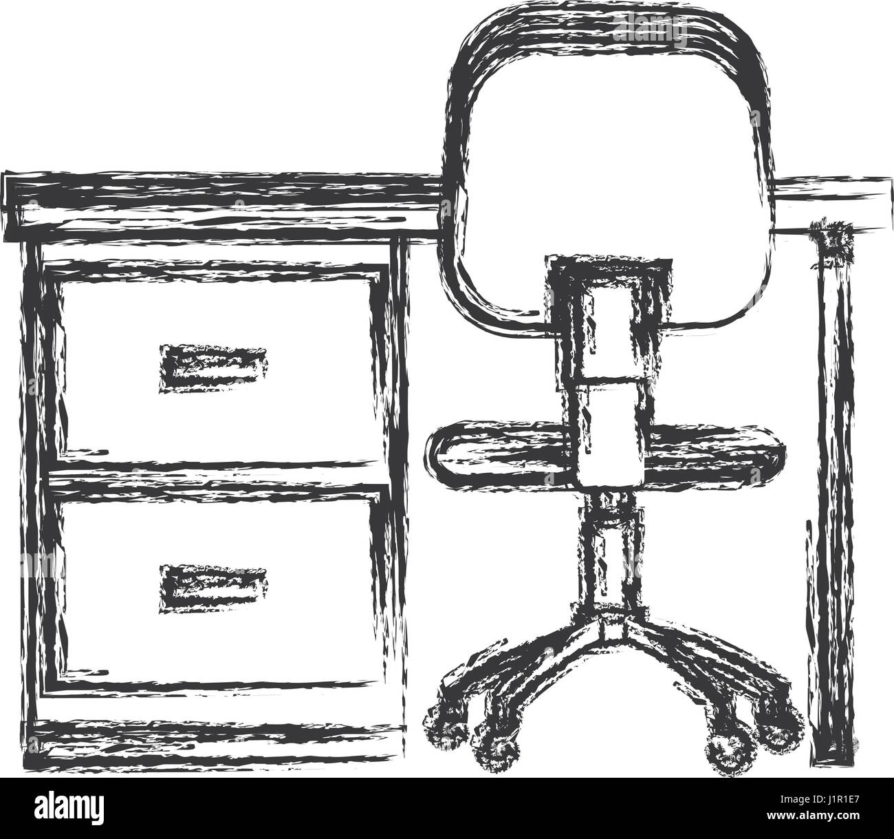 Desk Chair Workplace Image Sketch Stock Vector Art Illustration