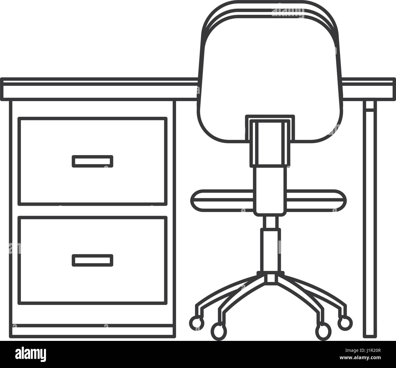 Desk Chair Workplace Image Outline Stock Vector Art Illustration