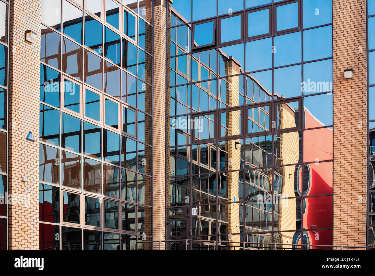 Milton Keynes office block glass windows abstract. Milton Keynes