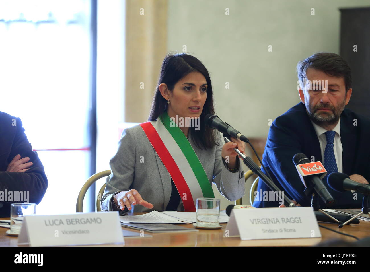 Mayor of Rome, Virginia Raggi during Press Conference for the ...