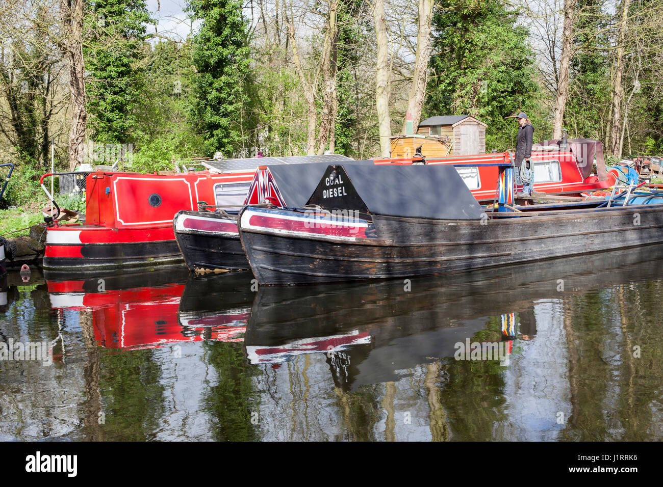 fuel boat on the Grand Union Canal Stock Photo