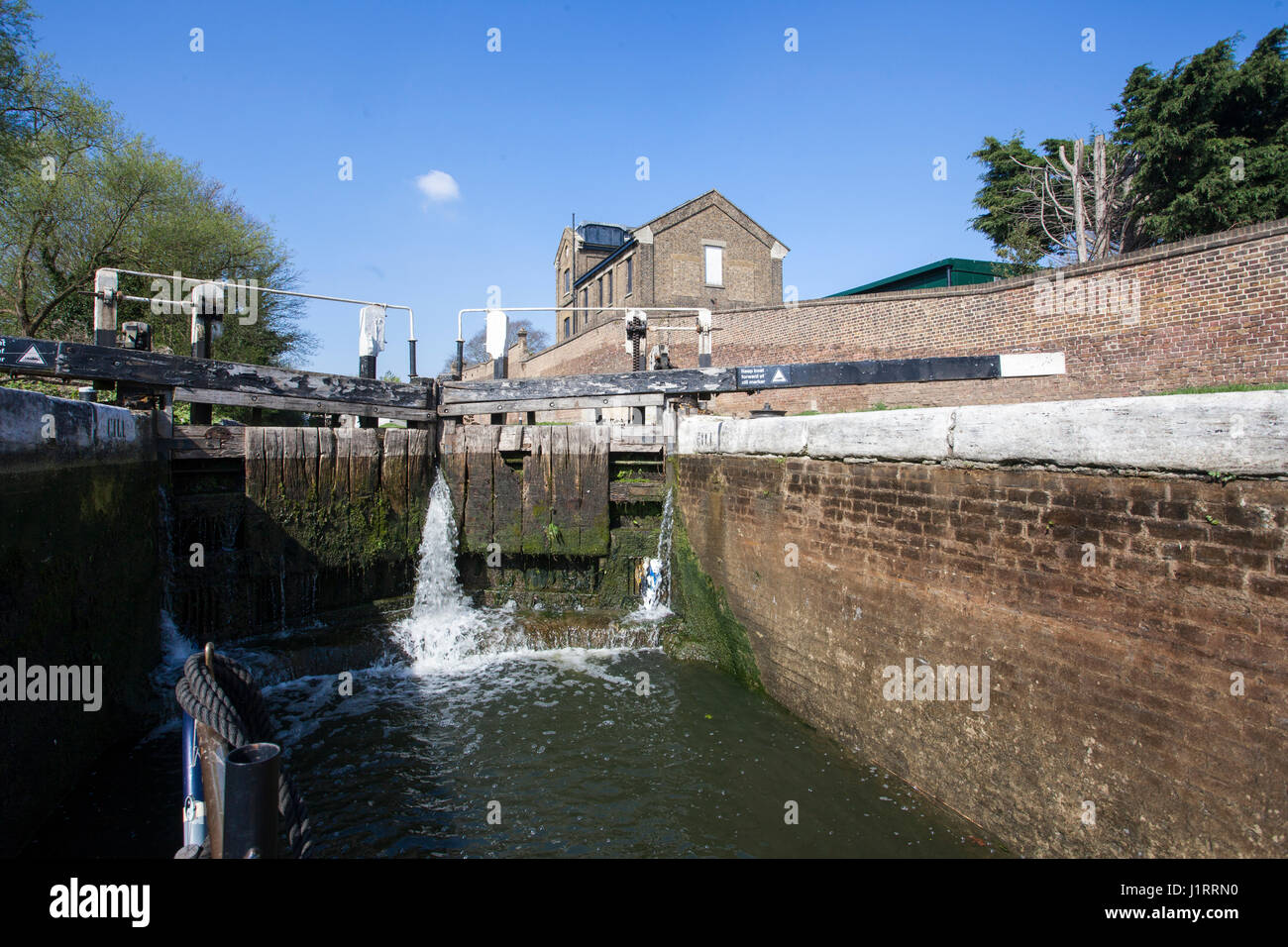 lock gates from inside Stock Photo Alamy