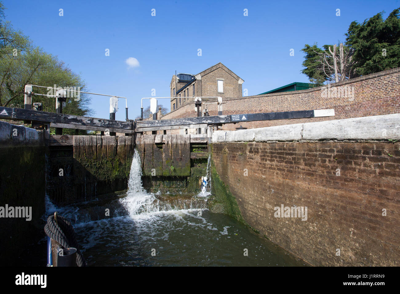 lock gates from inside Stock Photo Alamy