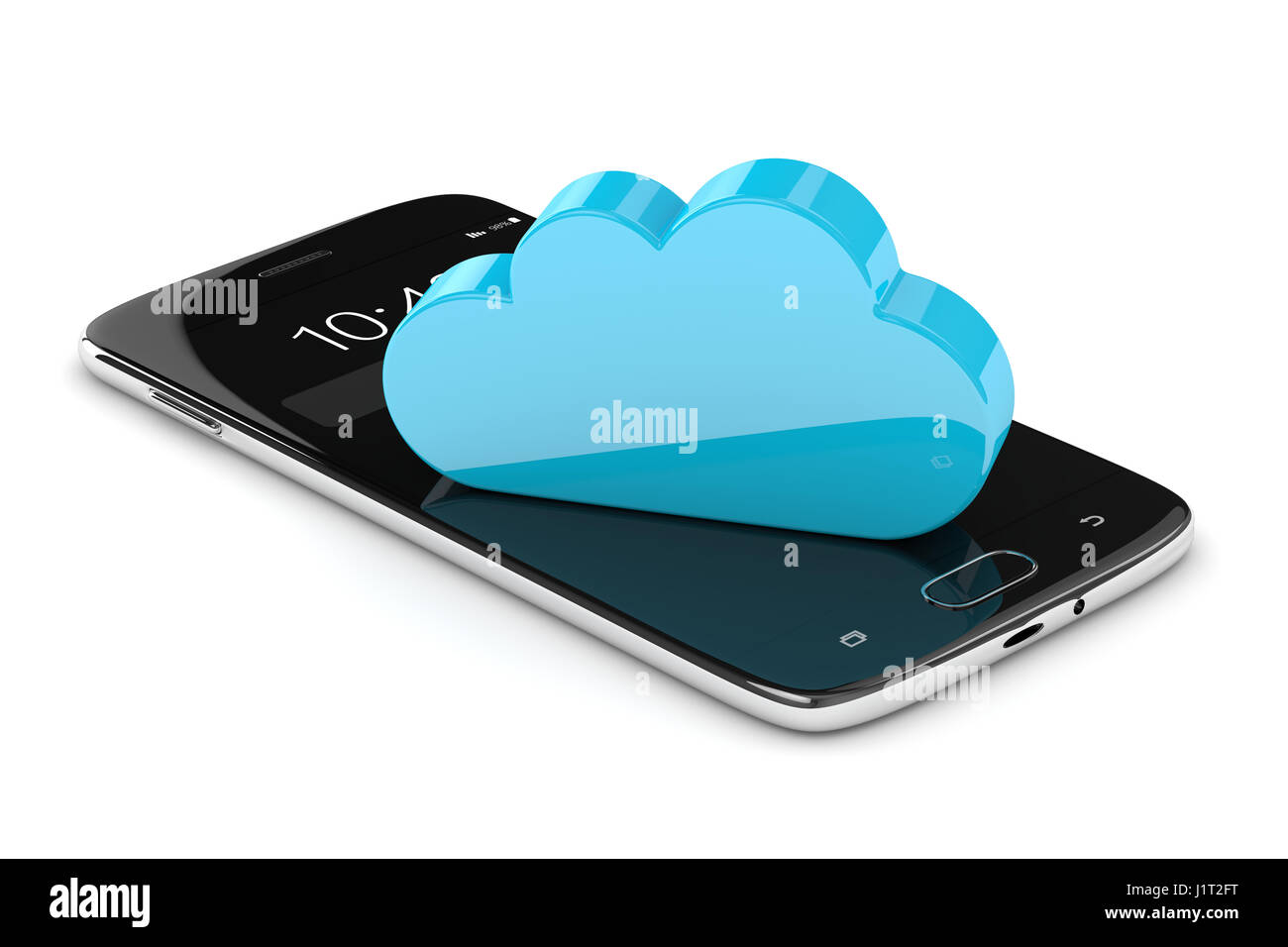 3d render of mobile phone with cloud isolated over white background ...