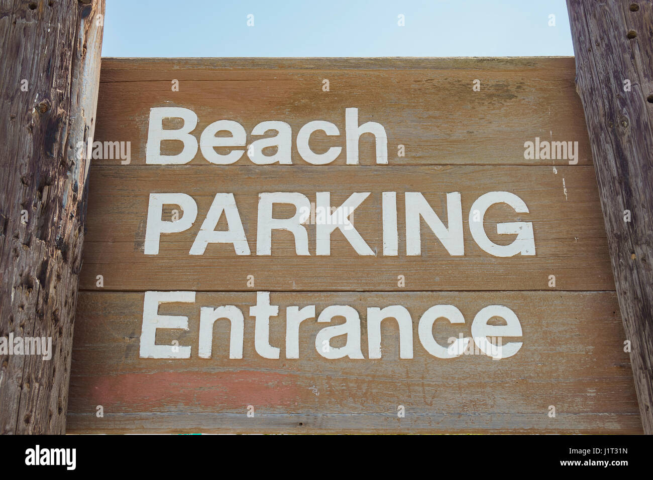 The beach parking entrance sign of Seal Beach of Los Angeles Stock