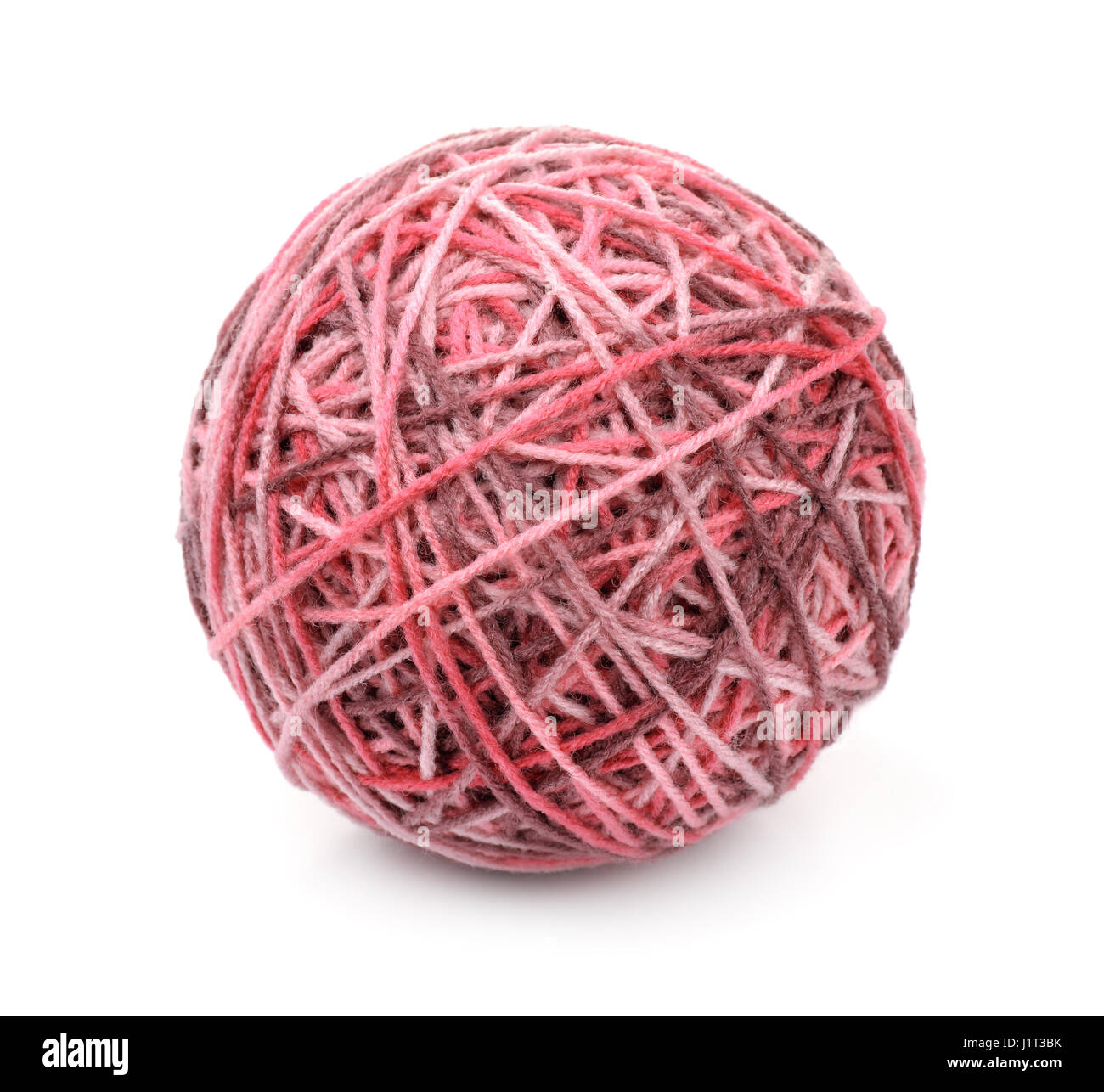 Ball of multi color acrylic hand knitting yarn isolated on white Stock Photo
