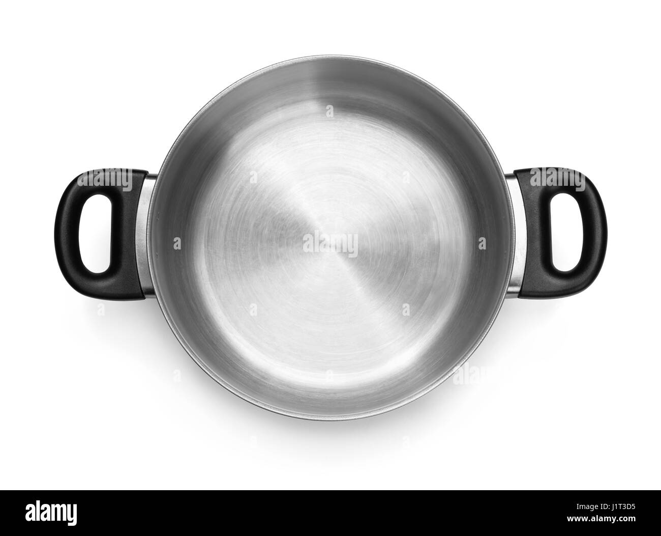 Top view of empty steel cooking pot isolated on white Stock Photo