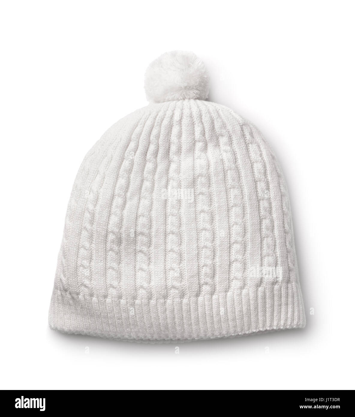 White winter knitted cap isolated on white Stock Photo