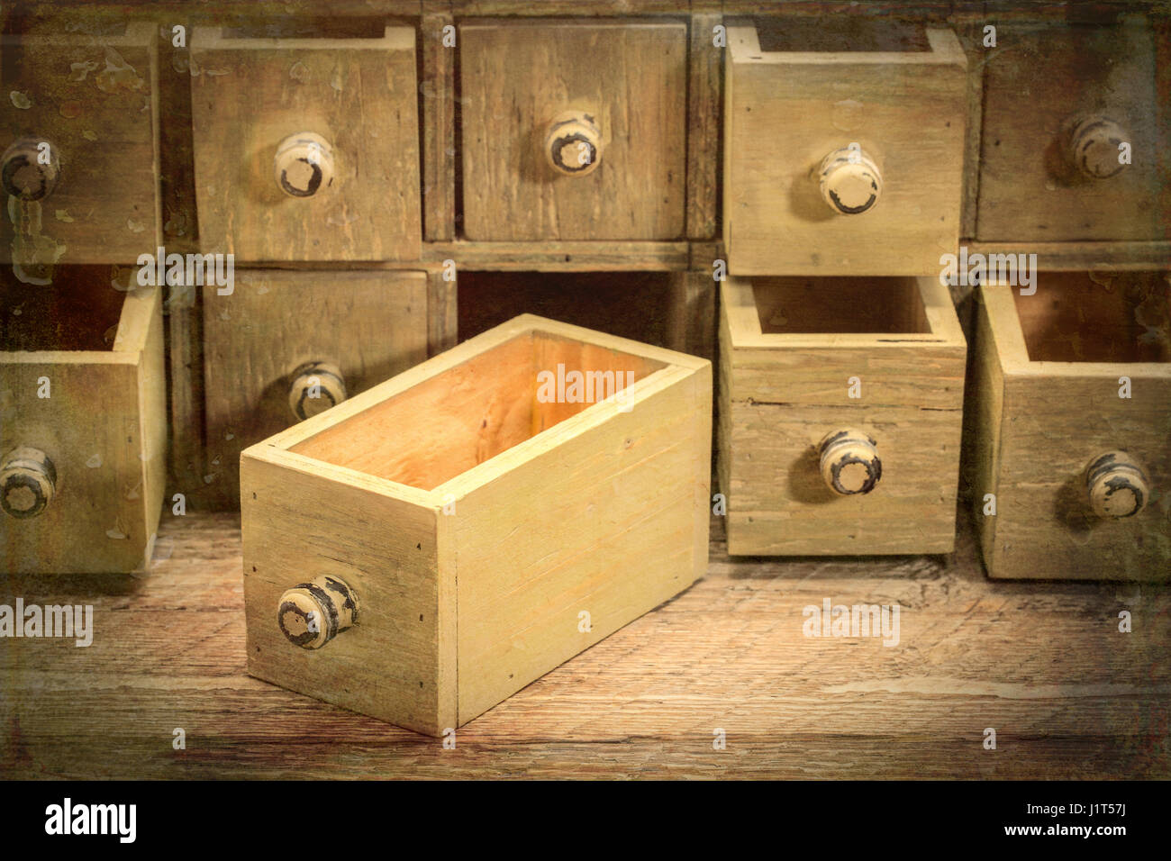 Primitive Wooden Apothecary Or Catalog Cabinet With Some Open