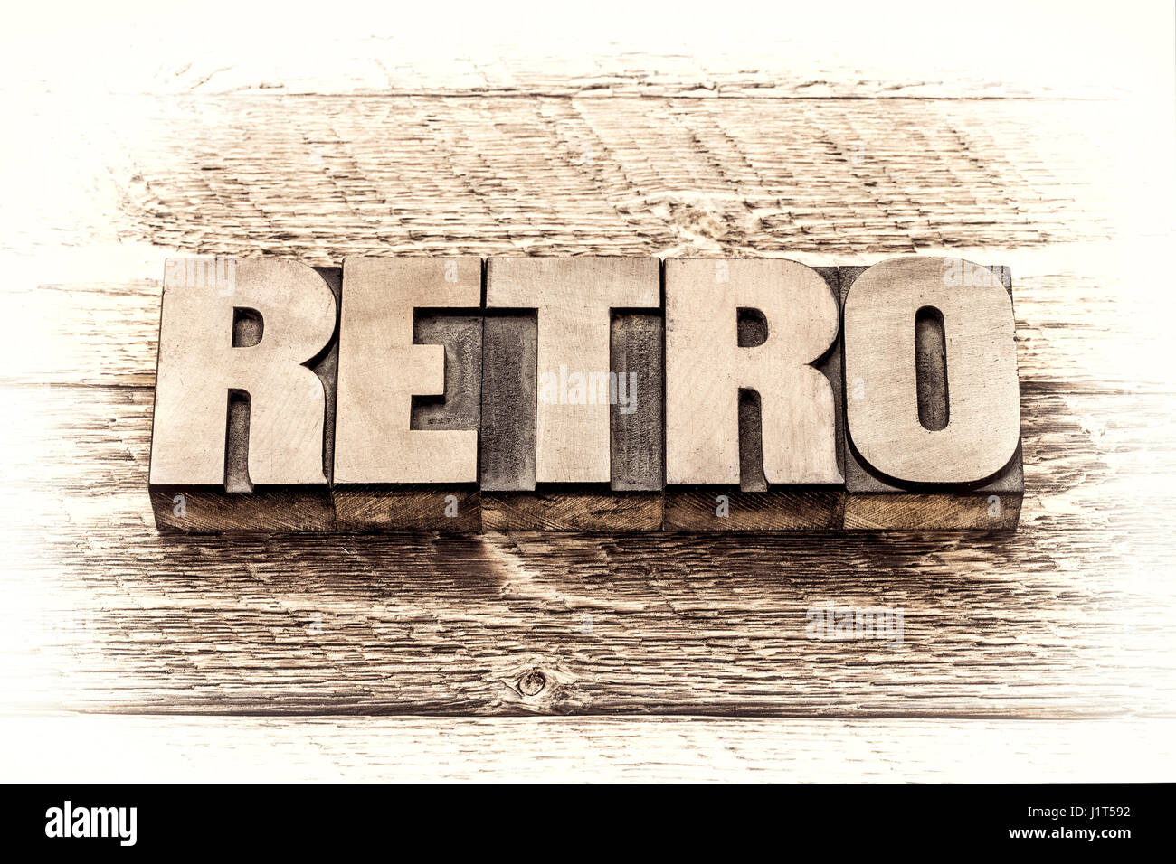 retro word in vintage letterpress wood type, sepia toning Stock Photo