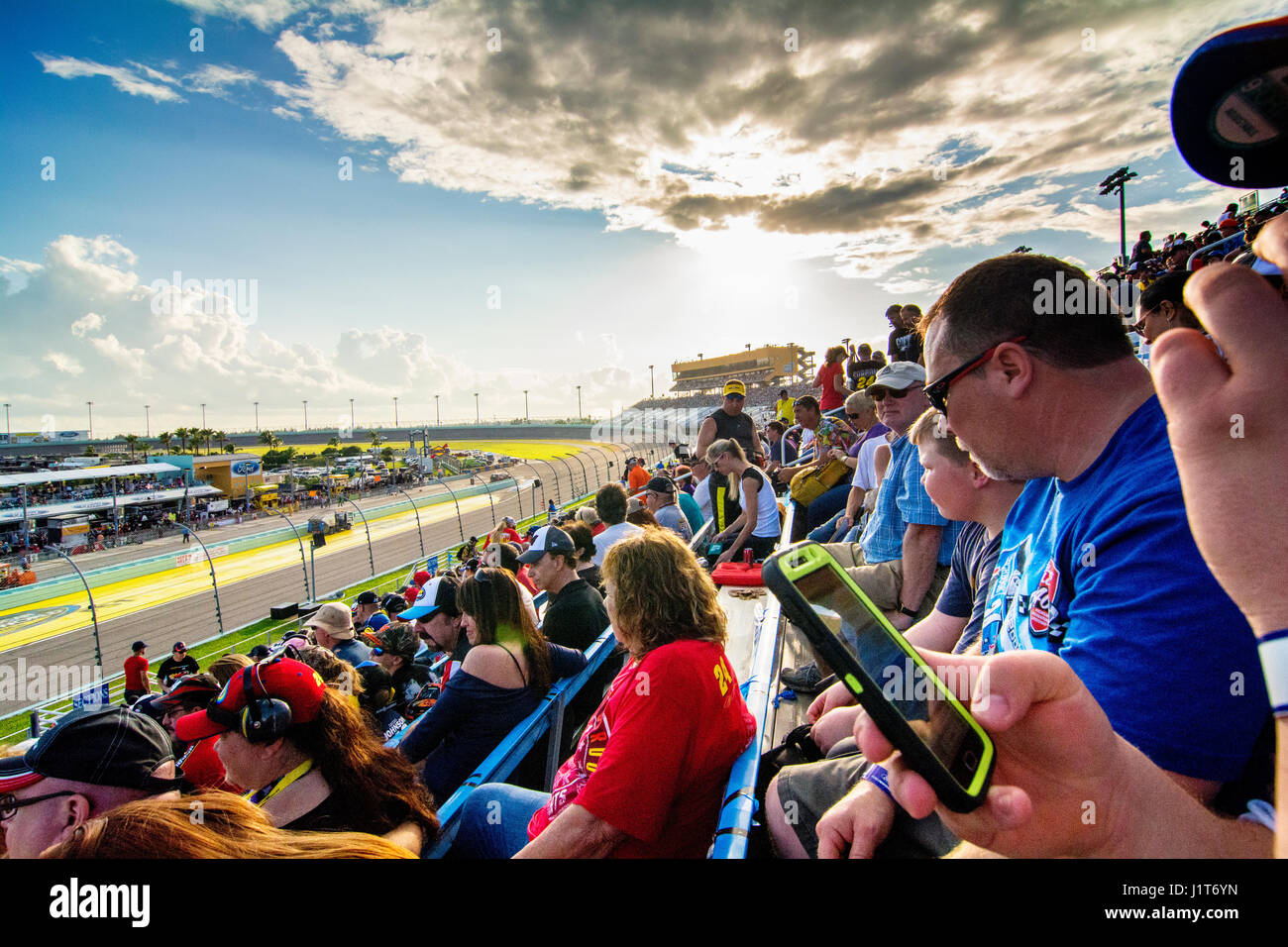 NASCAR race at Miami Homestead Speedway fan view Stock Photo Alamy