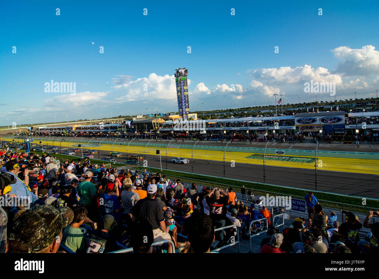 NASCAR race at Miami Homestead Speedway fan view Stock Photo