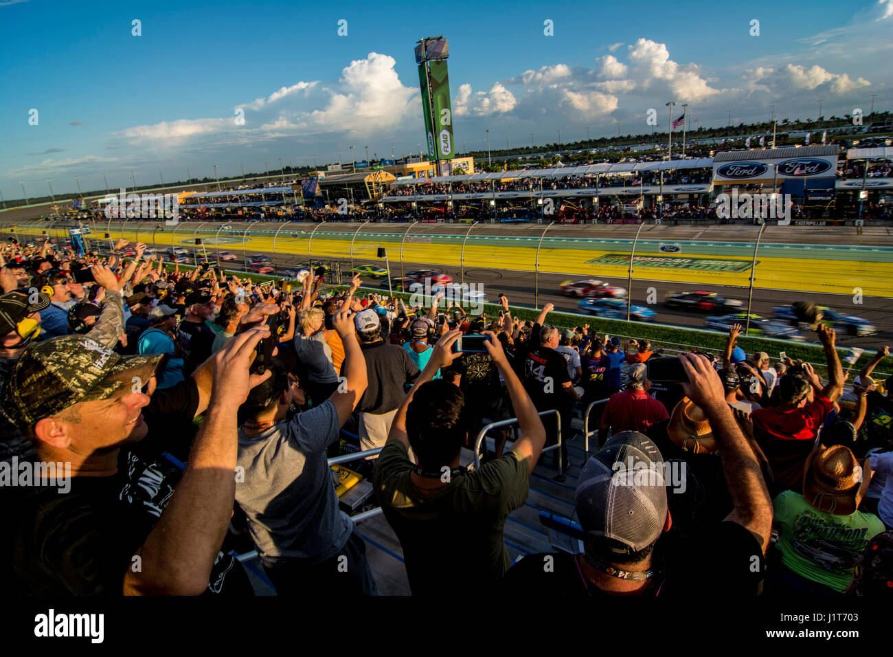 NASCAR race at Miami Homestead Speedway fan view Stock Photo
