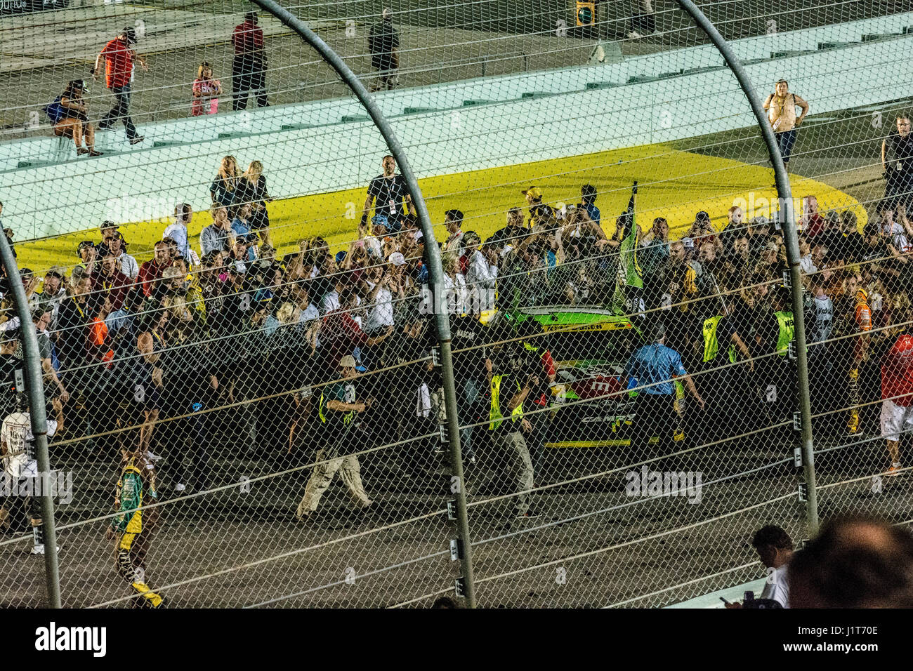 NASCAR race at Miami Homestead Speedway fan view Stock Photo