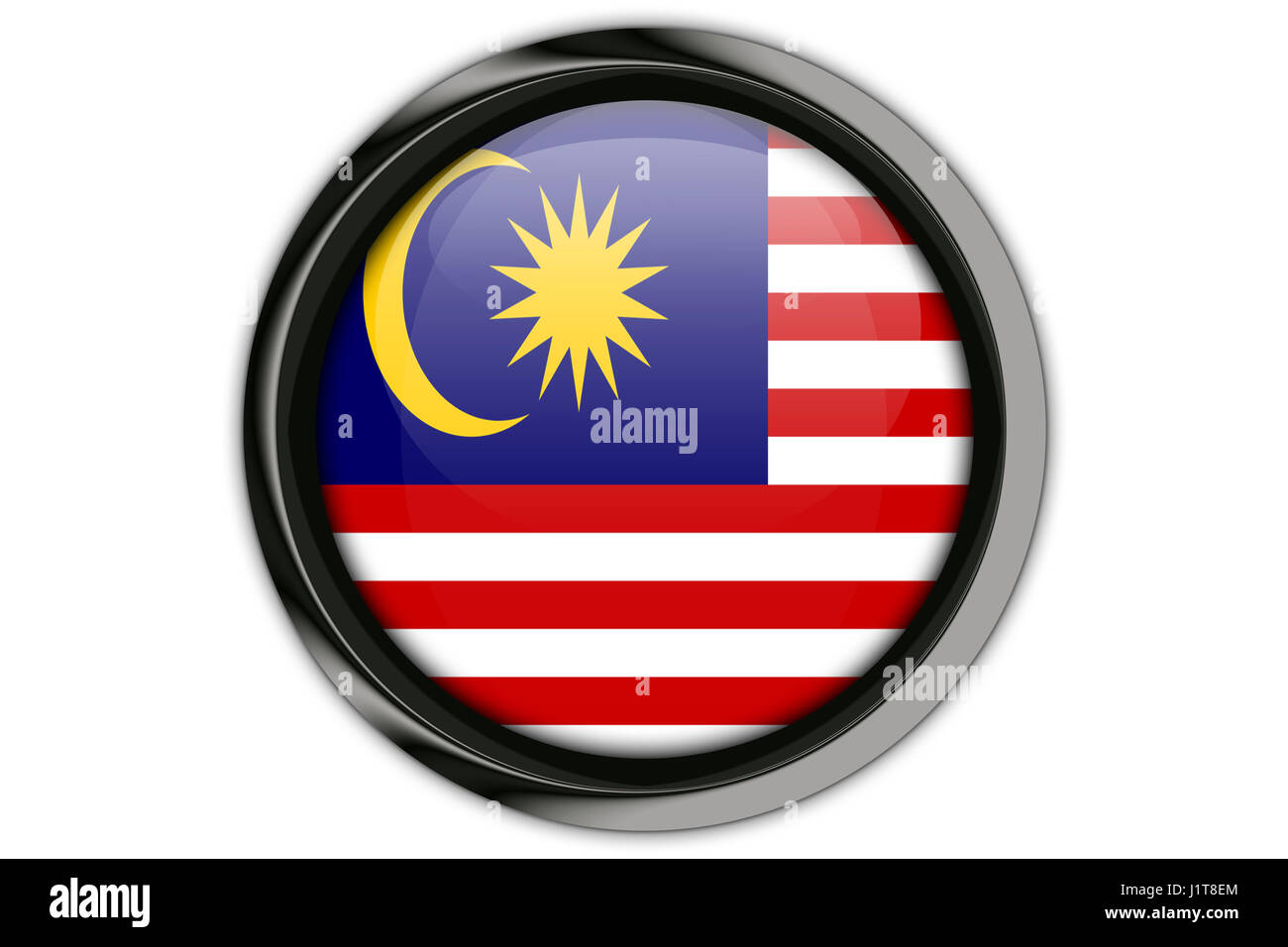 Malaysia flag in the button pin Isolated on White Background Stock 
