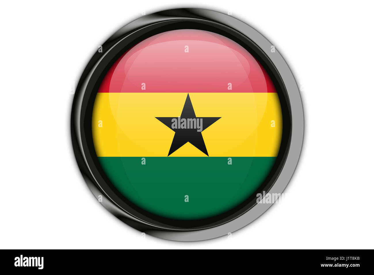Ghana flag in the button pin Isolated on White Background Stock Photo