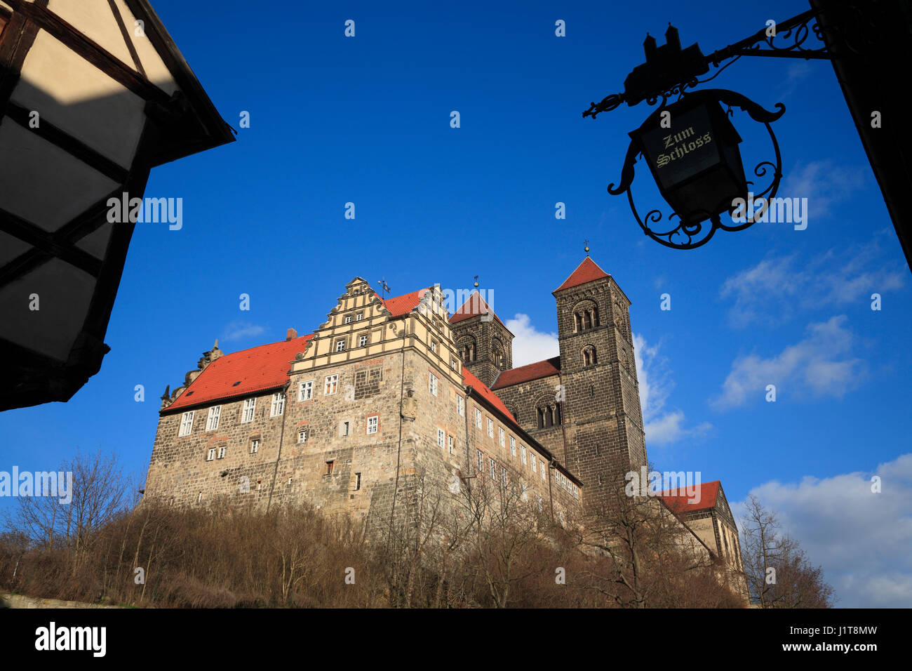 Castle and St. Servatius church, Quedlinburg, Saxony-Anhalt, Germany, Europe Stock Photo
