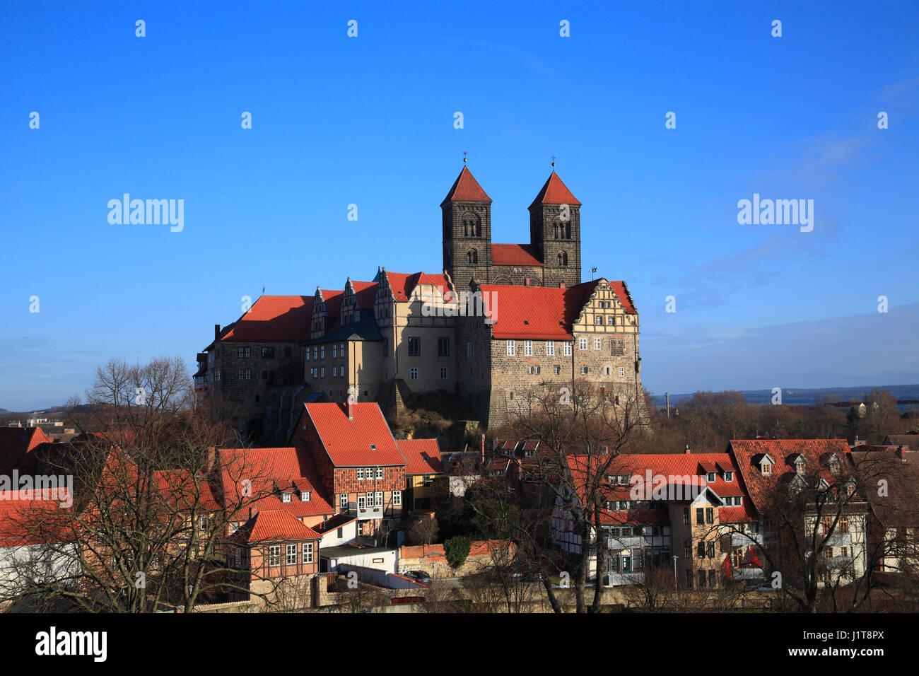 Castle and St. Servatius church, Quedlinburg, Saxony-Anhalt, Germany, Europe Stock Photo
