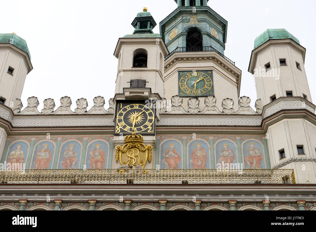 Detail of the historical town hall in Poznań in Poland Stock Photo