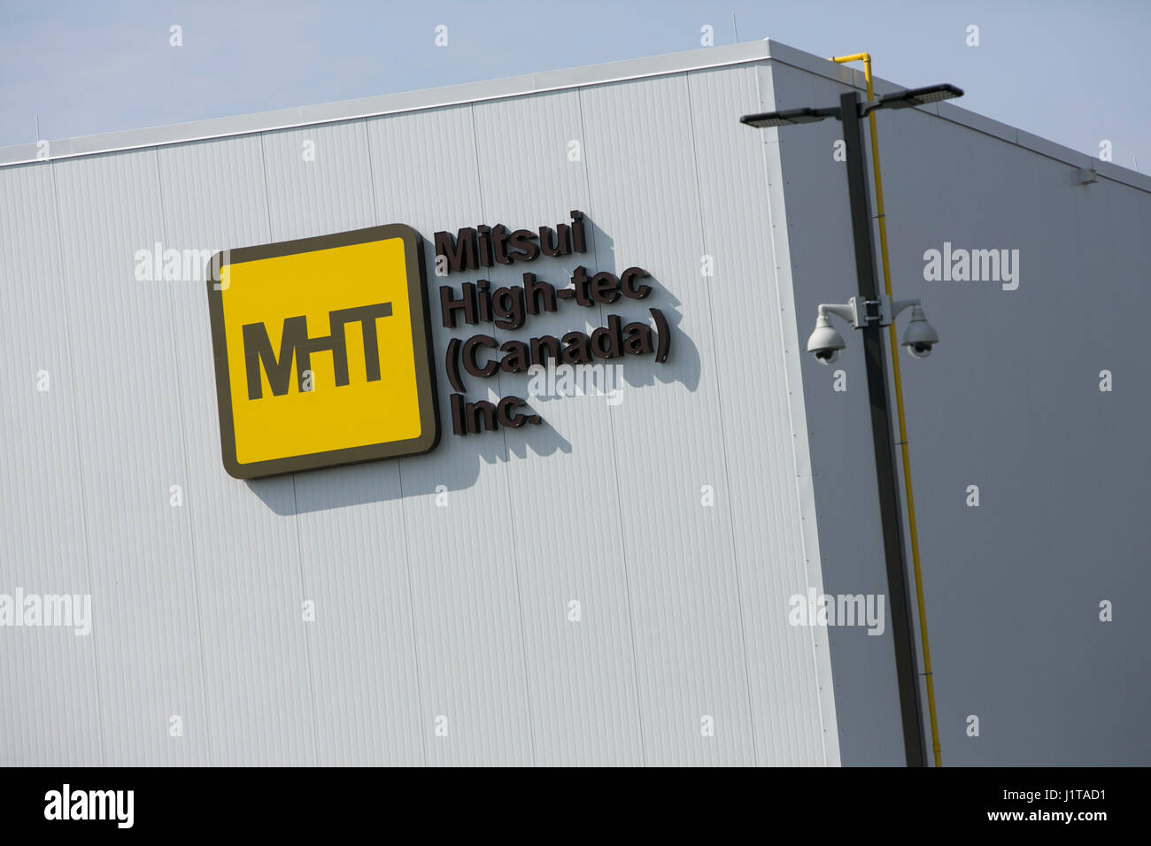 A logo sign outside of a facility occupied by Mitsui High-tec, Inc., in Brantford, Ontario, Canada, on April 15, 2017. Stock Photo