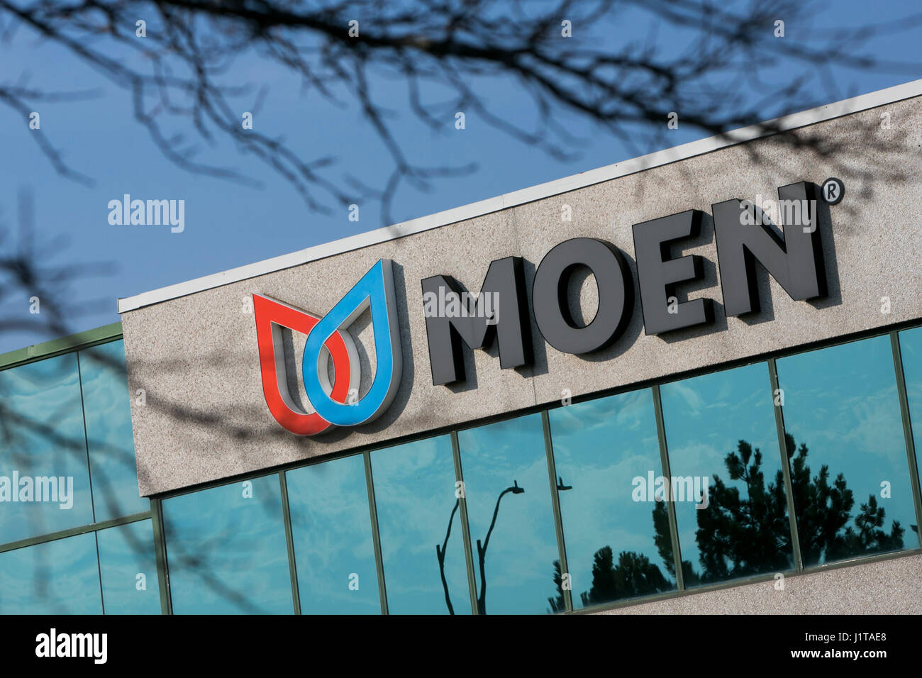 A logo sign outside of a facility occupied by Moen, Inc., in Oakville, Ontario, Canada, on April 15, 2017. Stock Photo