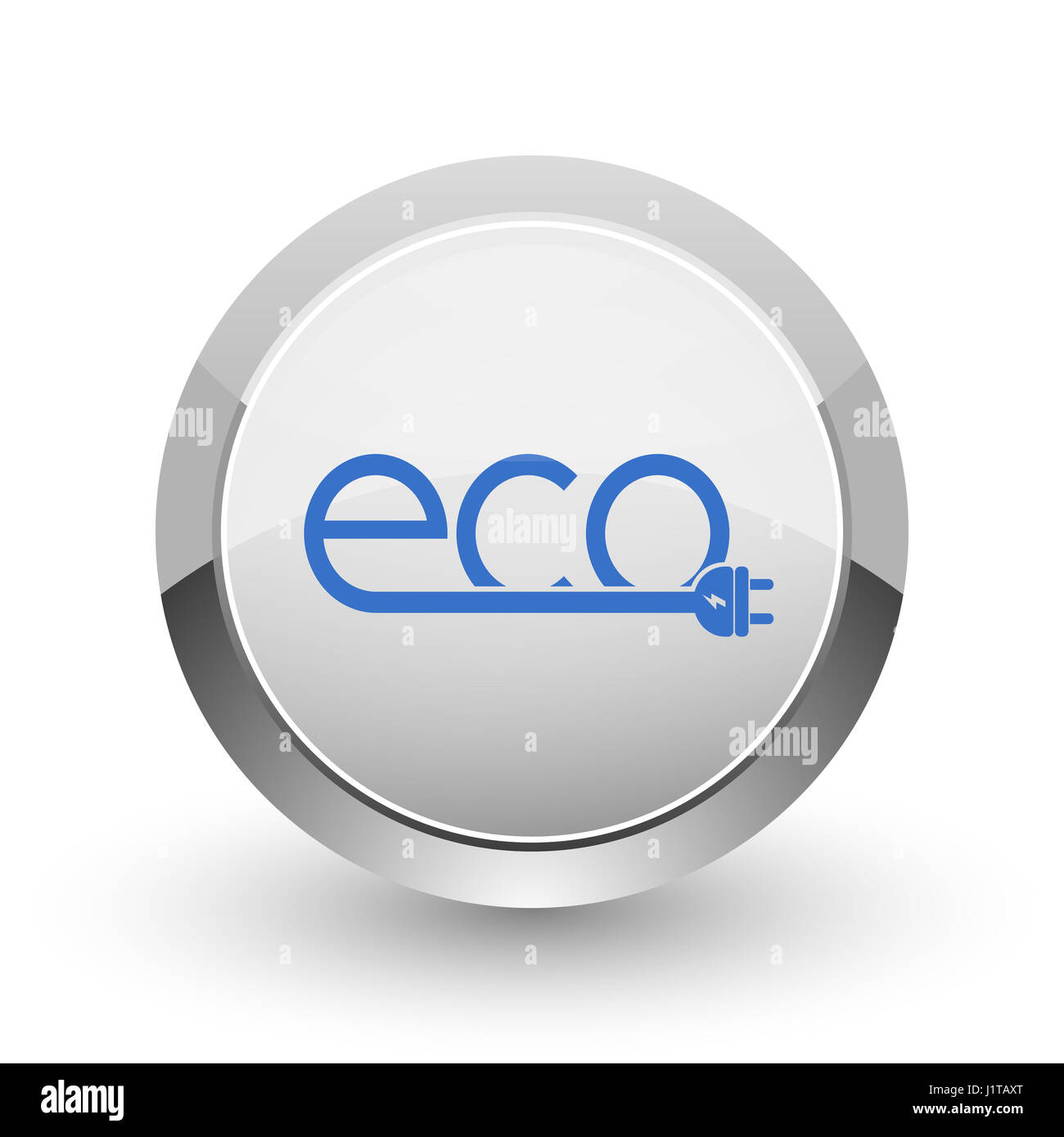 Eco electric plug chrome border web and smartphone apps design round