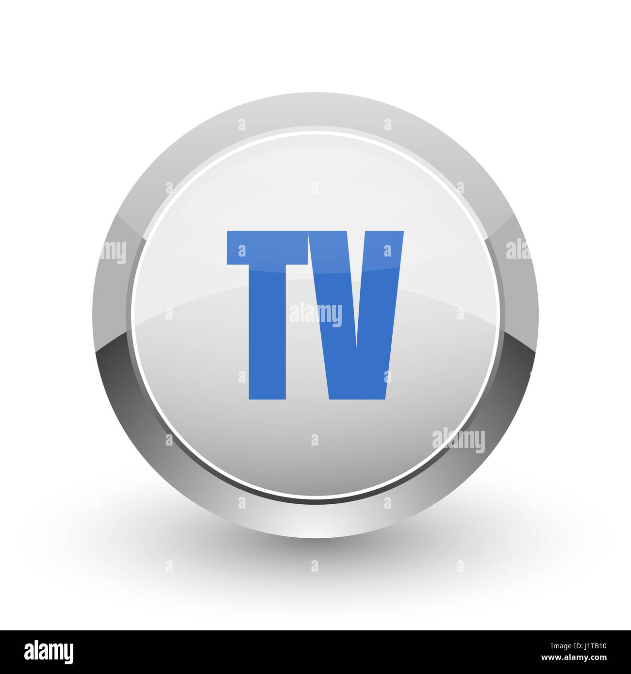 Tv chrome border web and smartphone apps design round glossy icon Stock ...