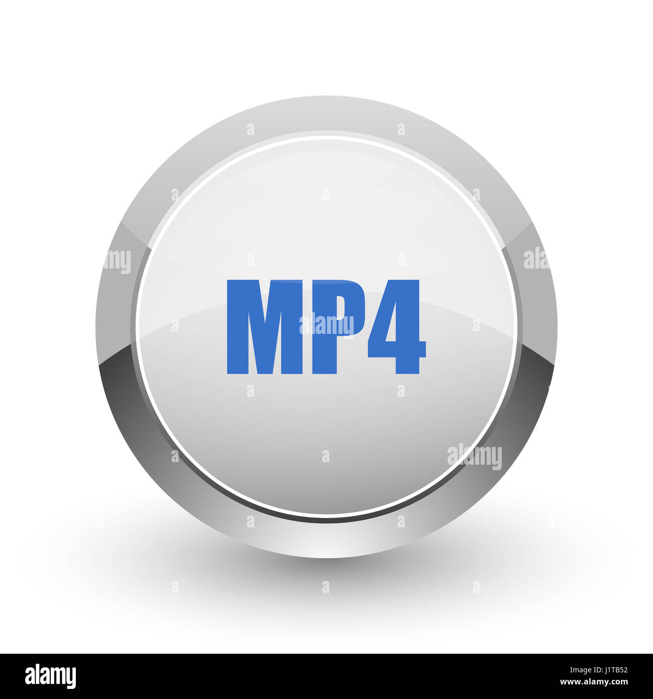 MP4 chrome border web and smartphone apps design round glossy icon. Stock Photo