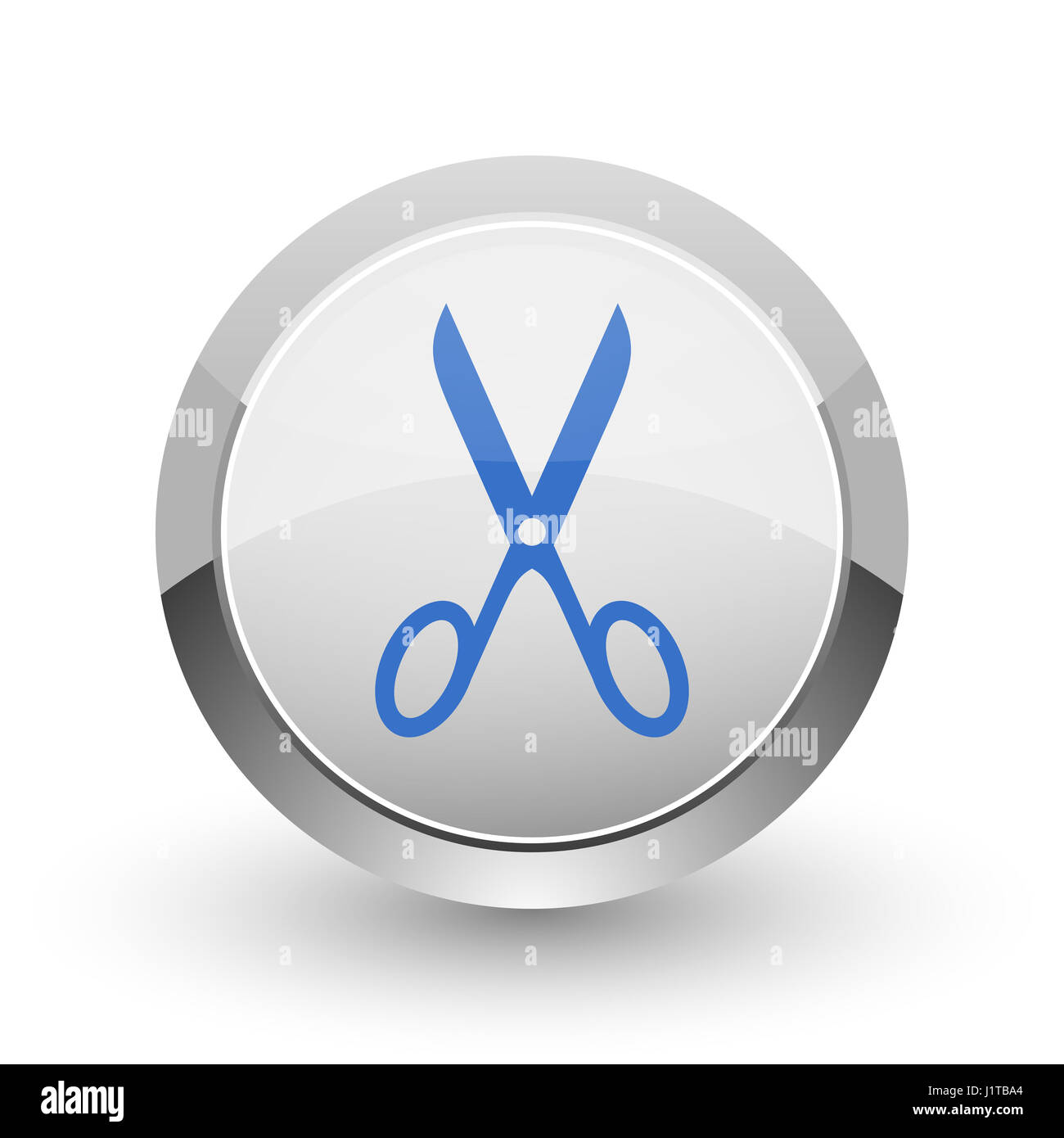 Scissors chrome border web and smartphone apps design round glossy icon