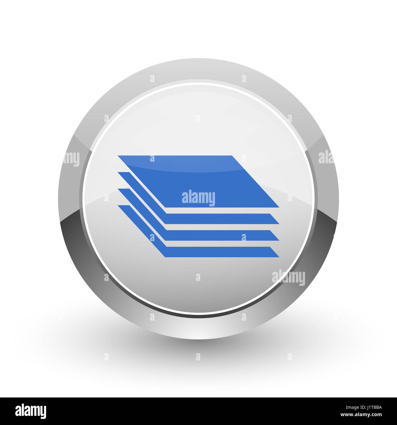 Layers chrome border web and smartphone apps design round glossy icon. Stock Photo