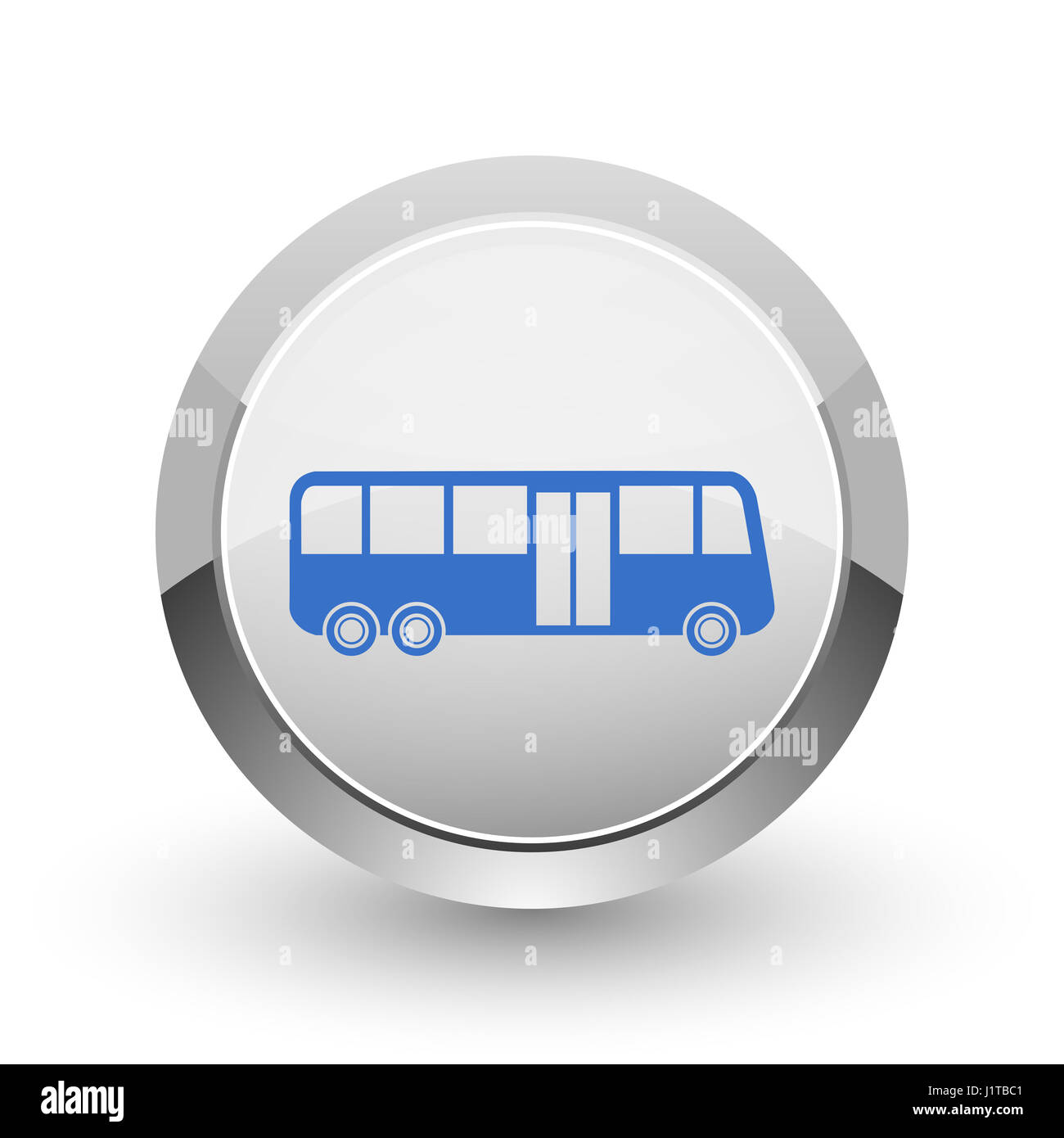 Bus chrome border web and smartphone apps design round glossy icon ...