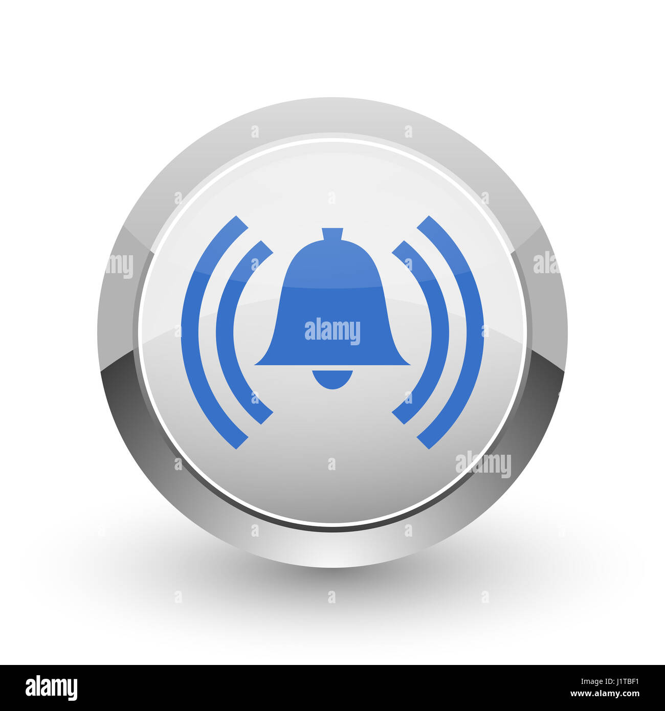 Alarm chrome border web and smartphone apps design round glossy icon