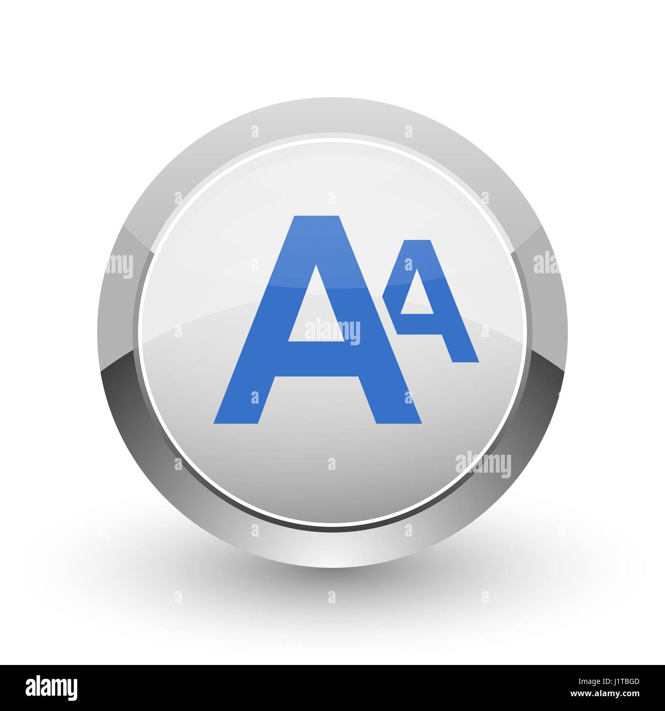Alphabet chrome border web and smartphone apps design round glossy icon. Stock Photo