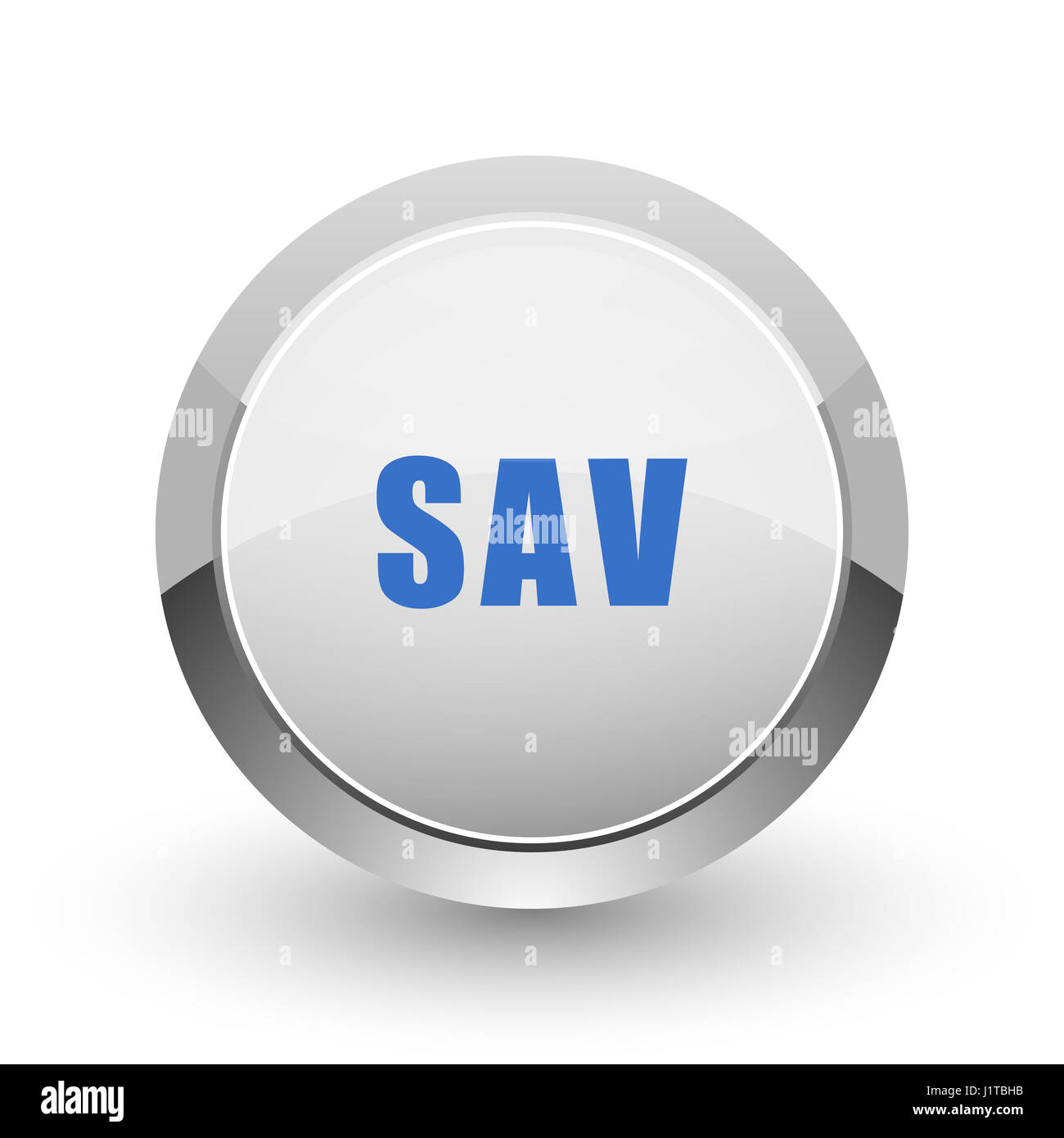 Sav chrome border web and smartphone apps design round glossy icon. Stock Photo
