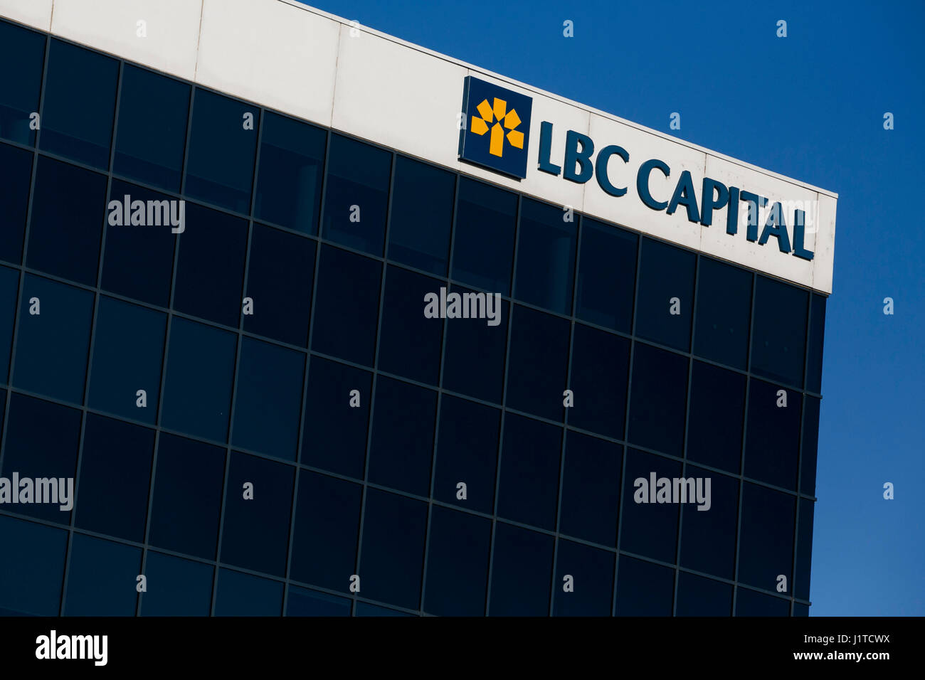 A logo sign outside of the headquarters of LBC Capital in Burlington, ON, Canada on April 14, 2017. Stock Photo