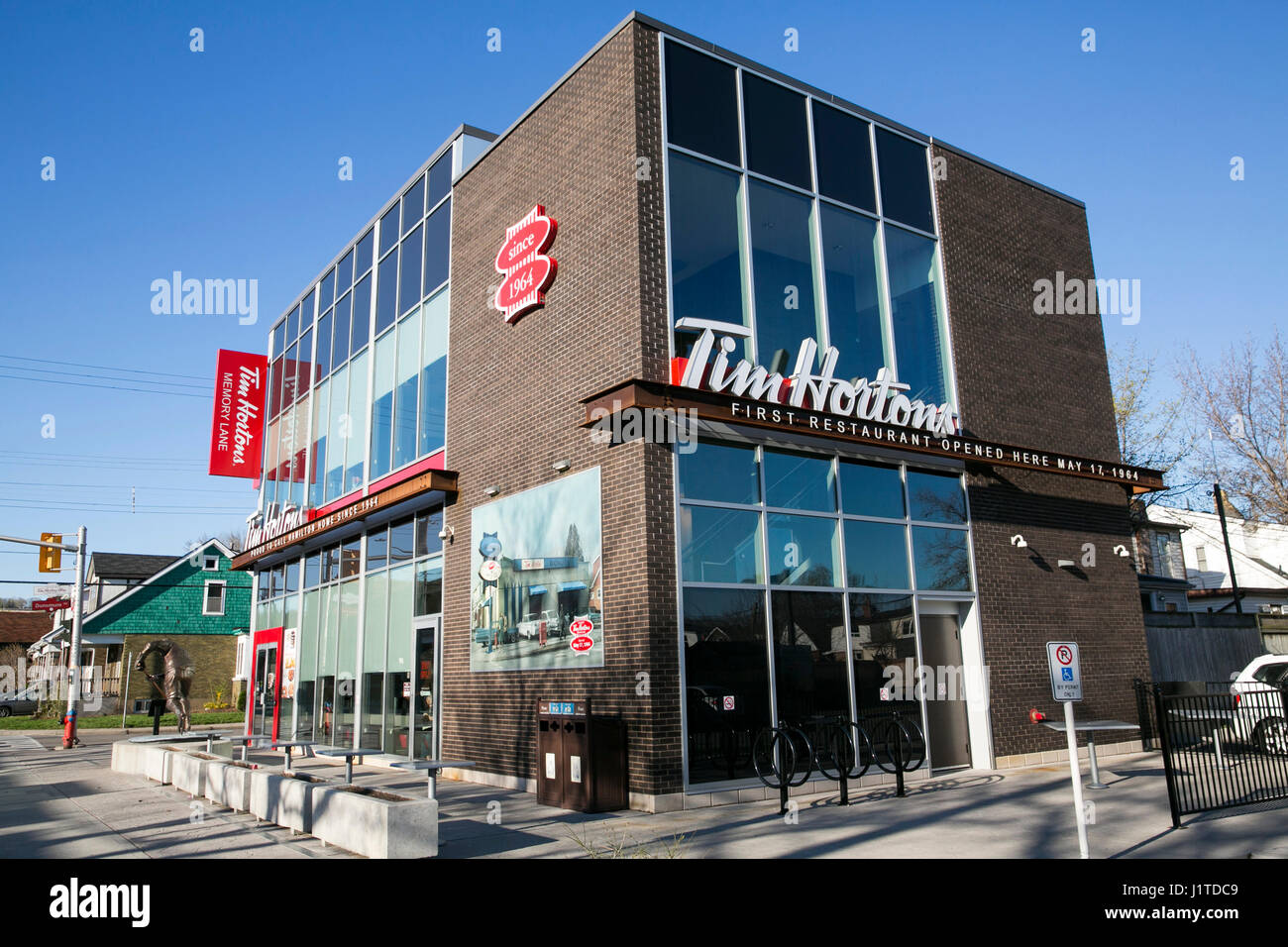 Tim Hortons Logo in Front of One of Their Restaurants in Quebec