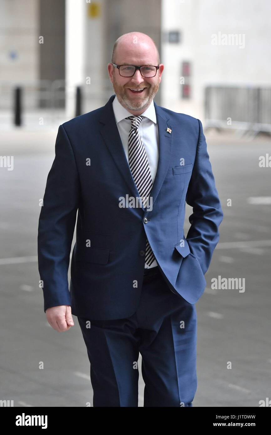 Ukip leader Paul Nuttall arriving at Broadcasting House in central London to appear on the BBC1 current affairs programme, The Andrew Marr Show. Stock Photo