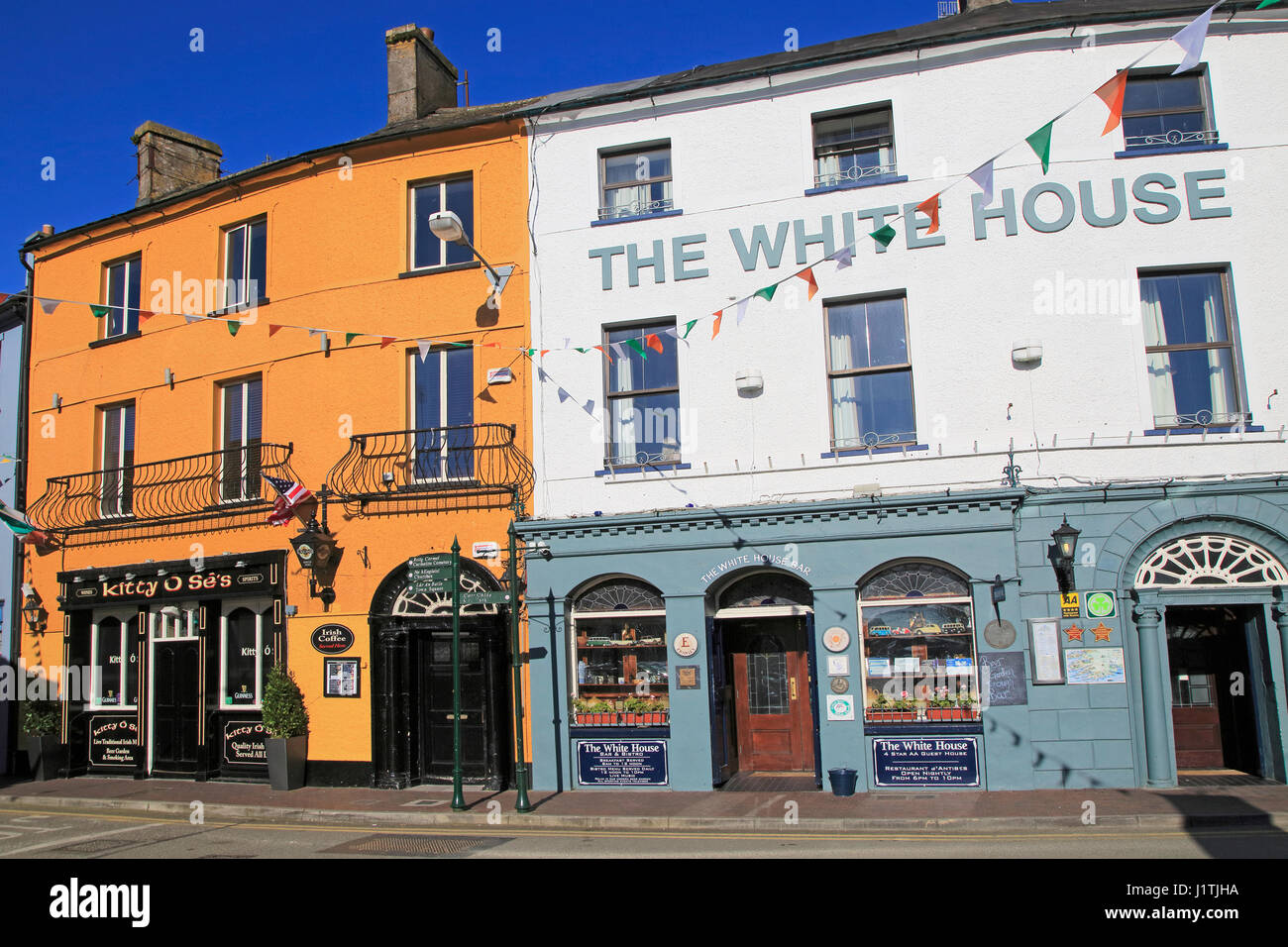 Historic colourful buildings, The White House pub, Kinsale, County Cork